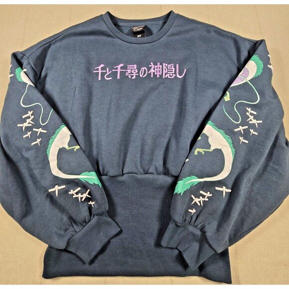 Her Universe Spirited Away Haku Embroidered Sweatshirt Blue Medium NWOT - Picture 2 of 16